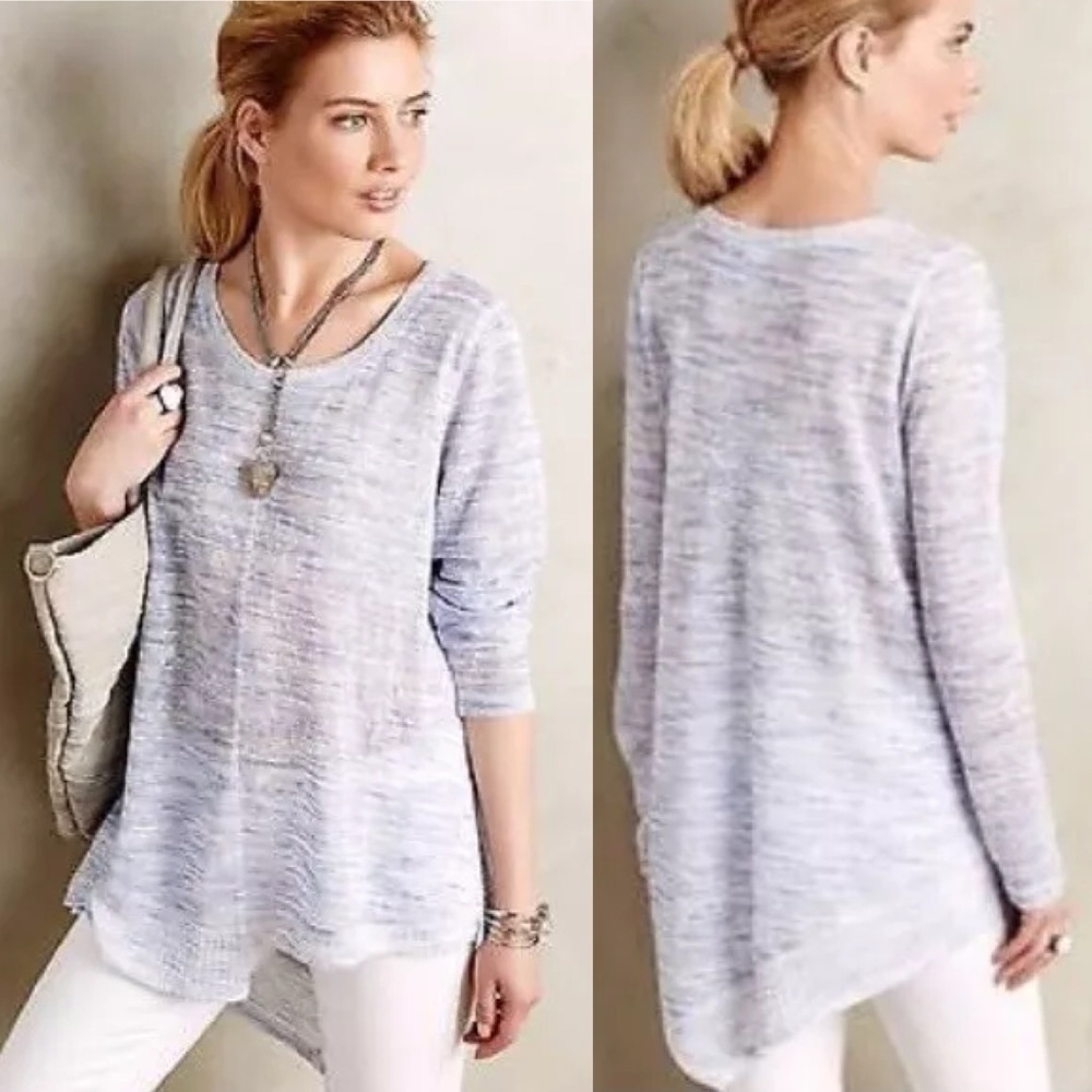 Anthropologie Akemi Kin Ezri Space Dye Lightweight Tunic Sweater Blue Size Large
